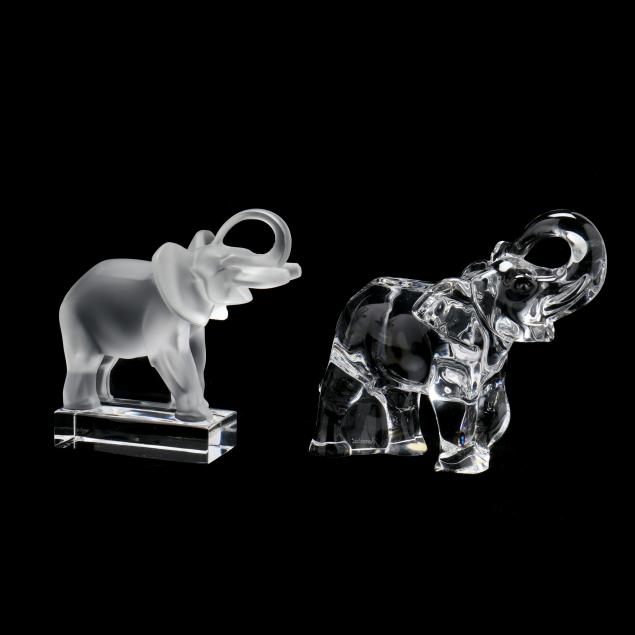 lalique-and-baccarat-crystal-elephants