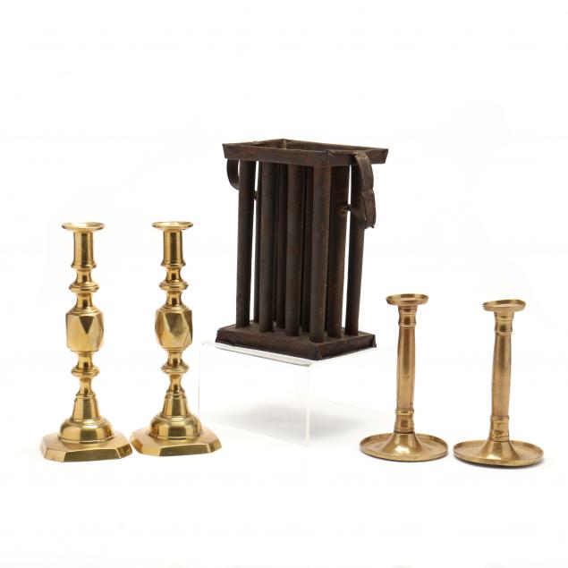 two-pairs-of-19th-century-brass-candlesticks-candlemold