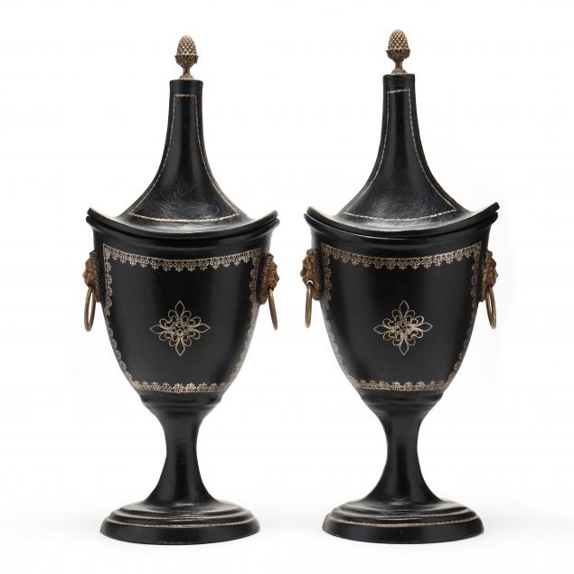 pair-of-vintage-leather-covered-mantel-urns