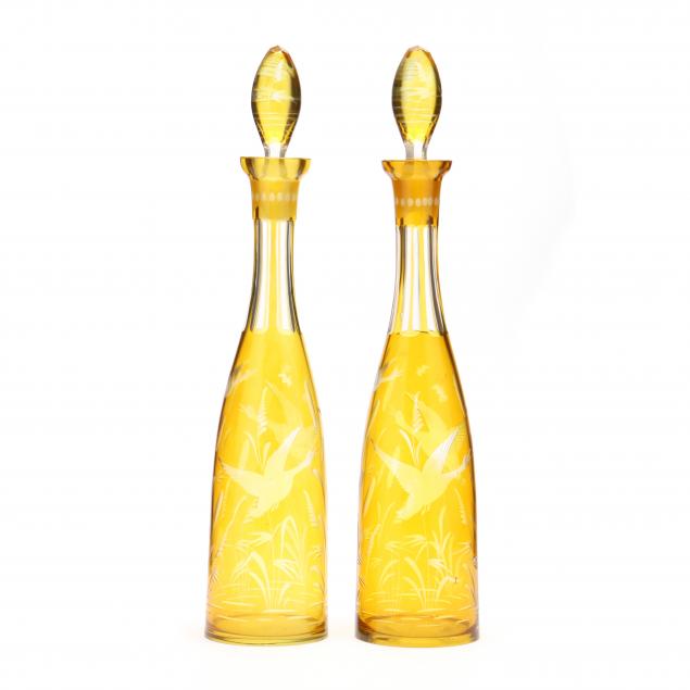 a-pair-of-vintage-bohemian-cut-to-clear-decanters
