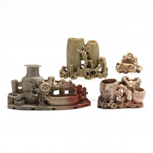 four-chinese-carved-soapstone-brush-washers