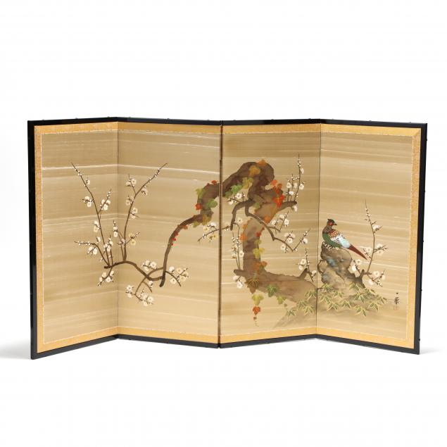 a-japanese-four-panel-silk-folding-screen