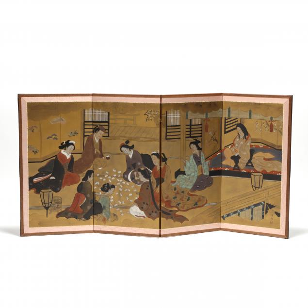 a-japanese-four-panel-folding-screen-of-ladies