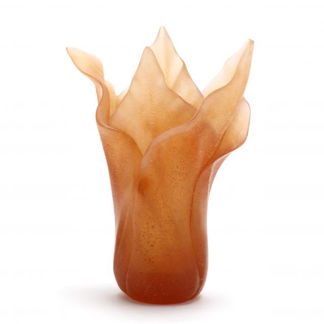 daum-pate-de-verre-glass-tulip-vase