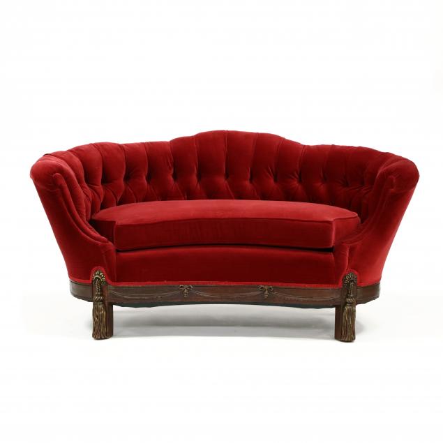 hollywood-regency-tufted-velvet-settee