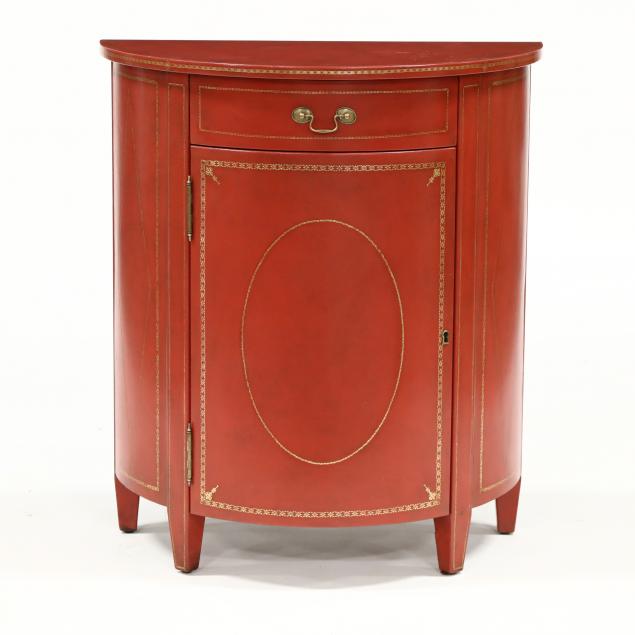 att-theodore-alexander-leather-wrapped-demilune-cabinet