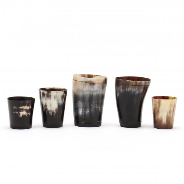 group-of-five-horn-drinking-cups