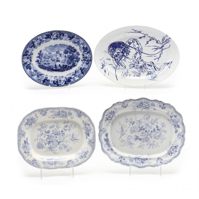 four-antique-china-blue-and-white-platters