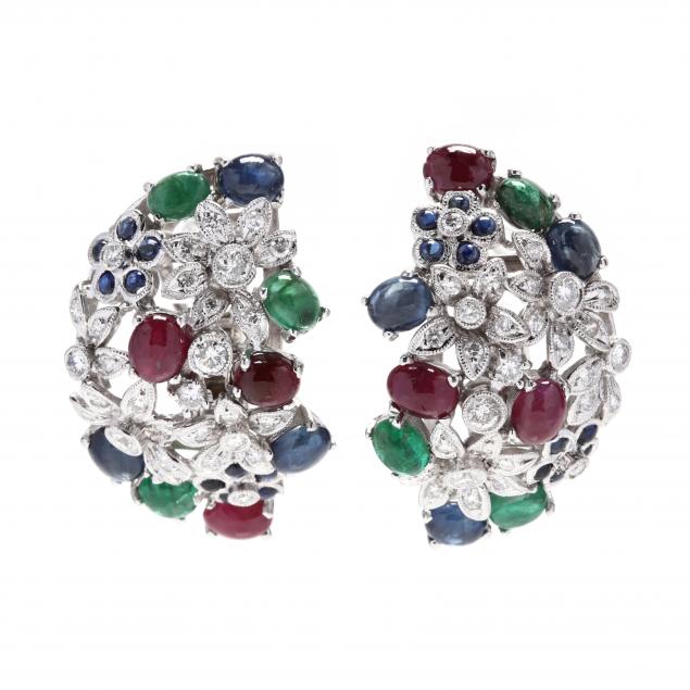 18kt-white-gold-diamond-and-gem-set-earrings