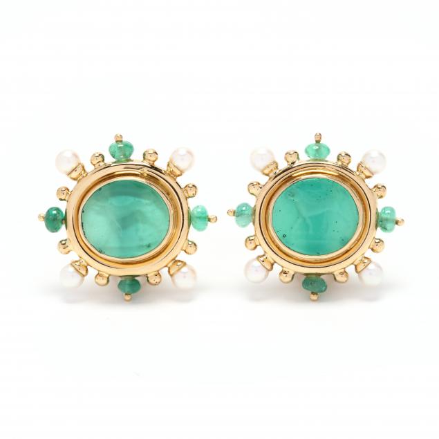 18KT Gold and Gem-Set Intaglio Earrings, Elizabeth Locke (Lot 33 - The ...