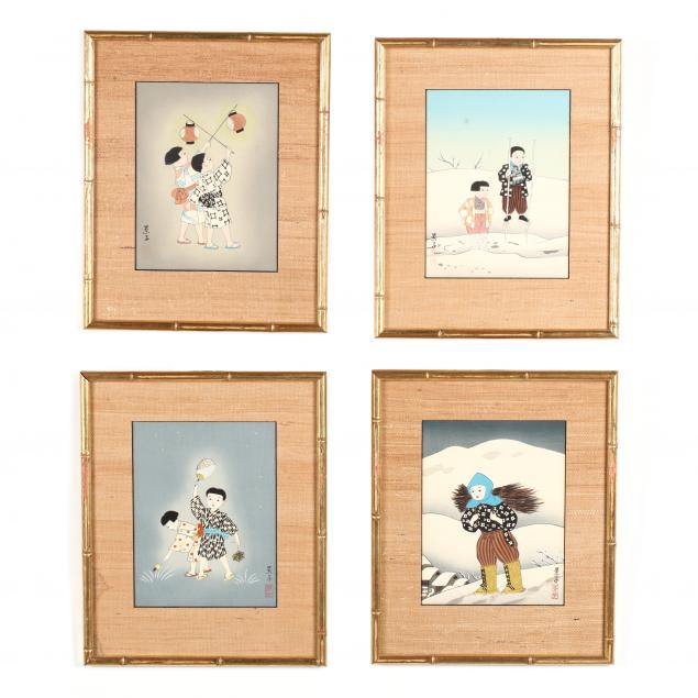 yurimoto-keiko-japanese-20th-century-four-woodblock-prints