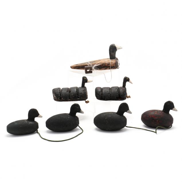 a-group-of-seven-knott-s-island-floater-and-coot-decoys