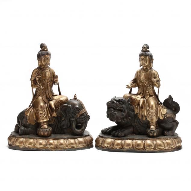 a-pair-of-chinese-gilt-and-patinated-bronze-bodhisattvas