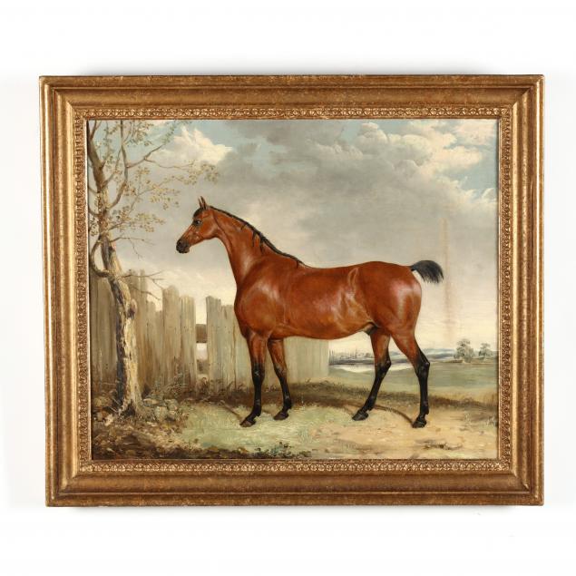 an-antique-english-school-portrait-of-a-bay-horse