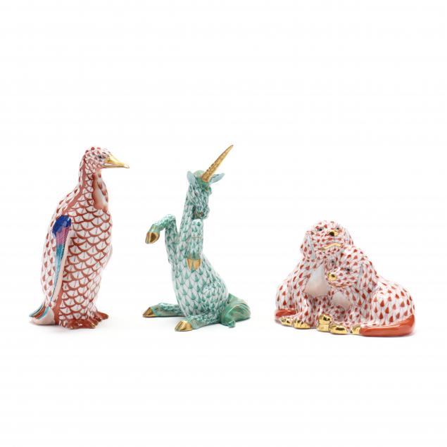 three-herend-porcelain-animals