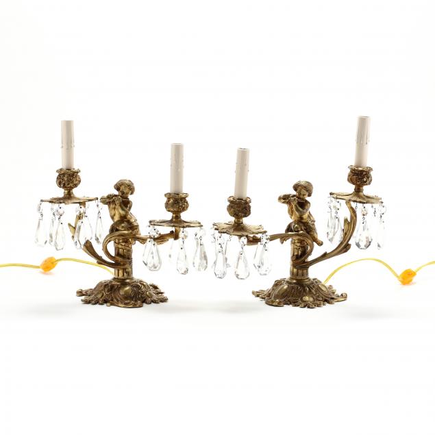 pair-of-french-rococo-style-gilt-metal-drop-prism-figural-lamps