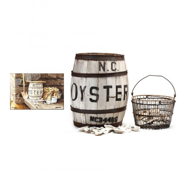 bob-timberlake-nc-born-1937-i-nc-oysters-i-with-the-featured-oyster-barrel-and-baskets