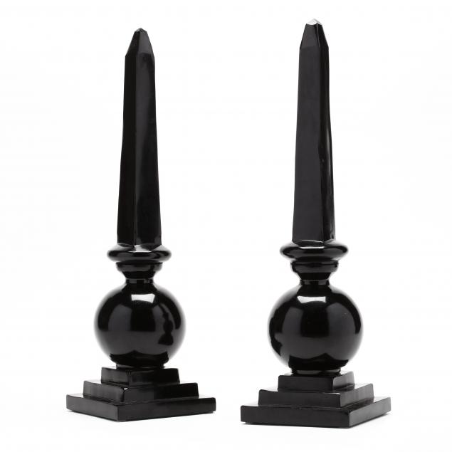pair-of-decorative-black-glass-obelisks