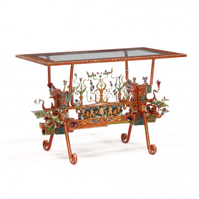 repurposed-antique-sicilian-goat-cart-dinette-table