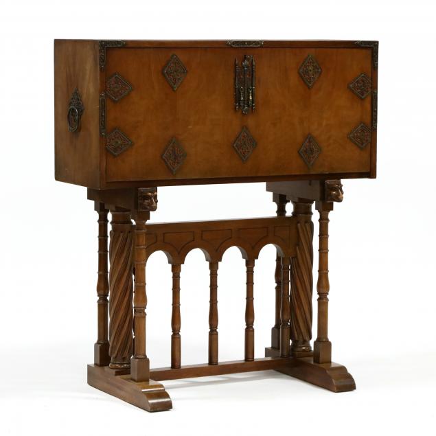 belgium-gothic-style-walnut-desk-on-stand