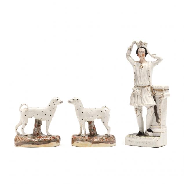 three-english-staffordshire-items