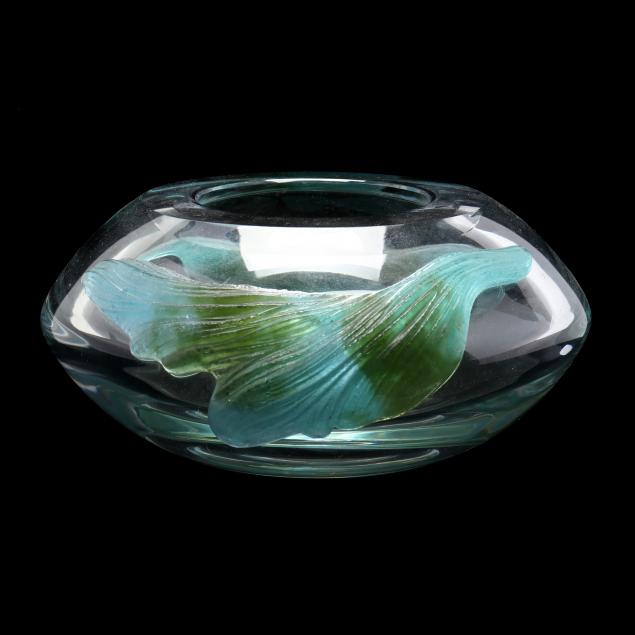 daum-pate-de-verre-handled-low-bowl