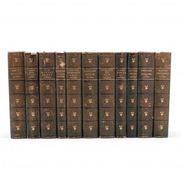 eleven-leather-bound-titles-by-charles-dickens