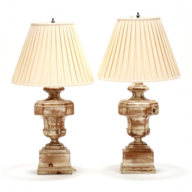 pair-of-vintage-italian-distressed-painted-wood-urn-lamps