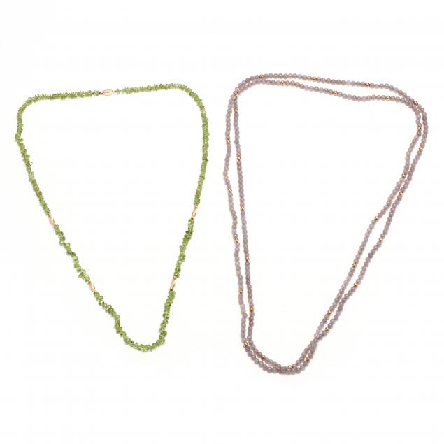 peridot-bead-necklace-and-a-moonstone-bead-necklace
