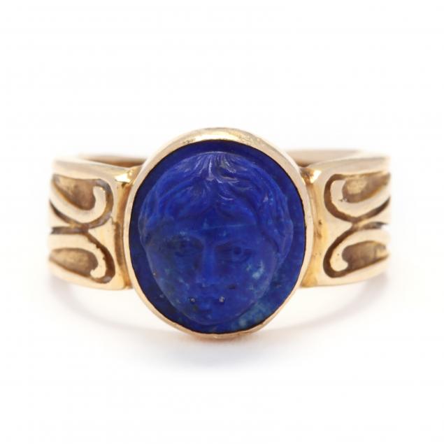 gold-and-lapis-cameo-ring