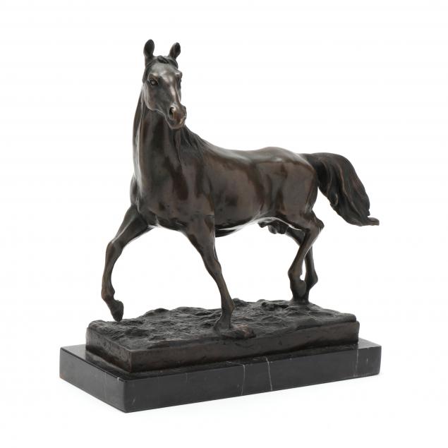 hollow-cast-patinated-bronze-of-a-vigorous-stallion