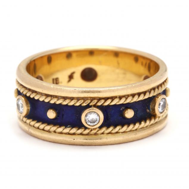 18kt-gold-diamond-and-enamel-ring