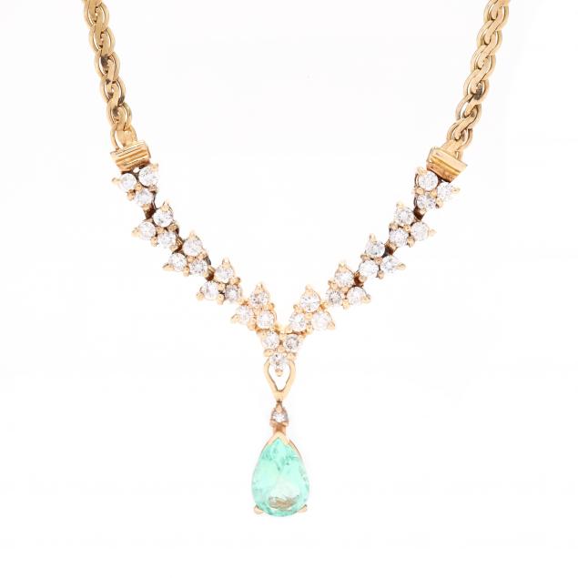 14kt-gold-green-beryl-and-diamond-necklace