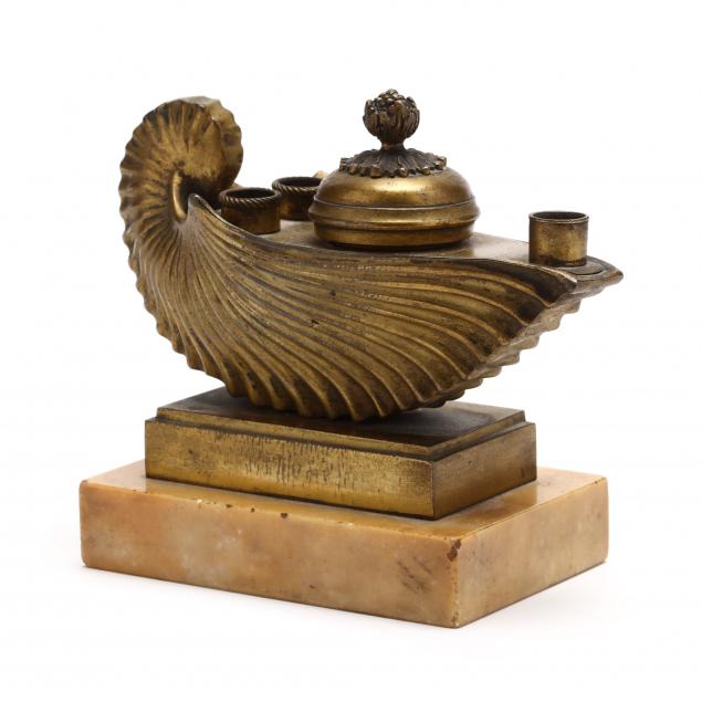 antique-brass-shell-form-inkwell