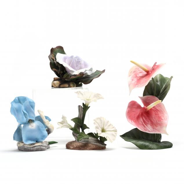 four-boehm-porcelain-floral-sculptures