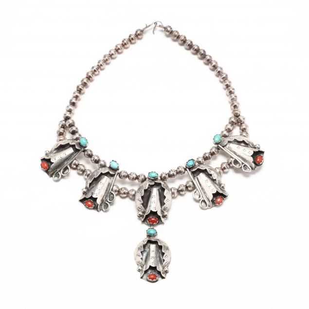 vintage-silver-and-gem-set-squash-blossom-necklace