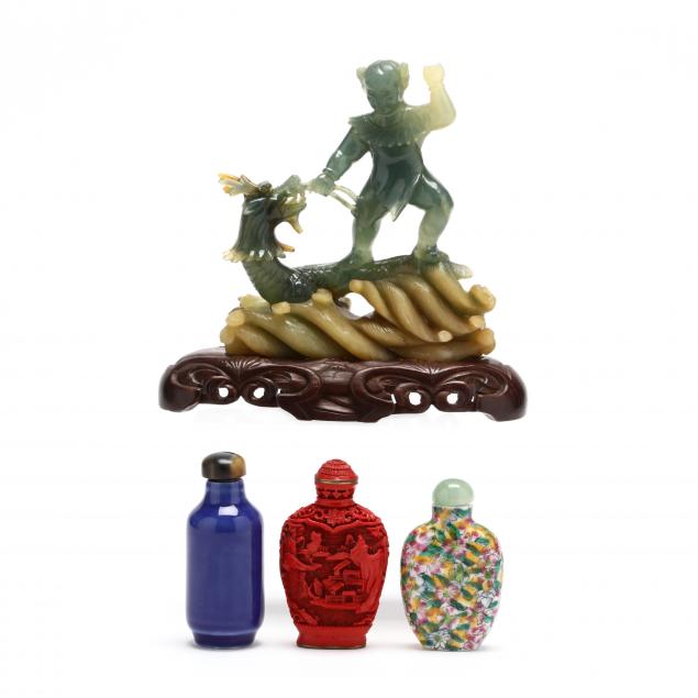a-chinese-hardstone-carving-and-three-snuff-bottles