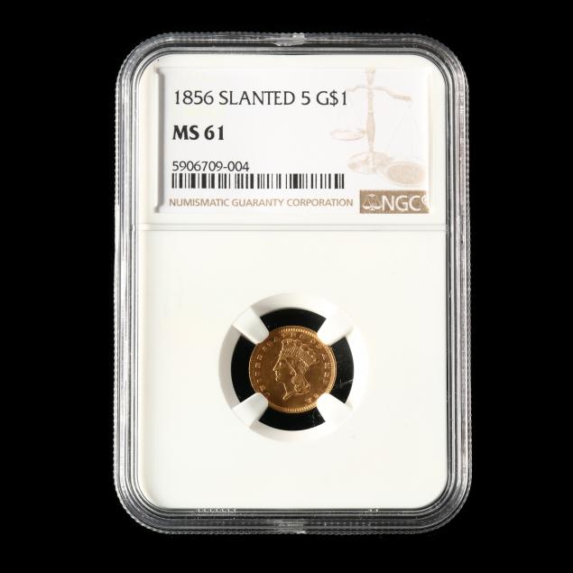 1856-1-gold-slanted-5-clashed-dies-mint-error-ngc-ms63