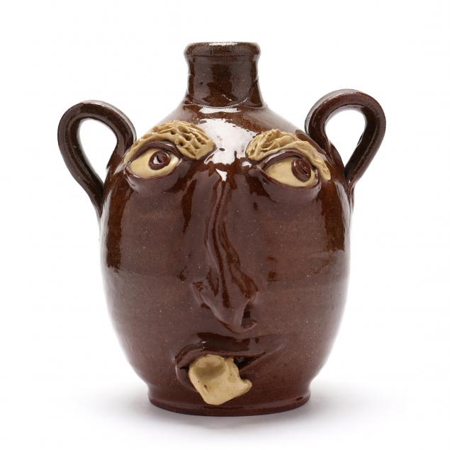 nc-folk-pottery-billy-ray-hussey-two-handled-face-jug