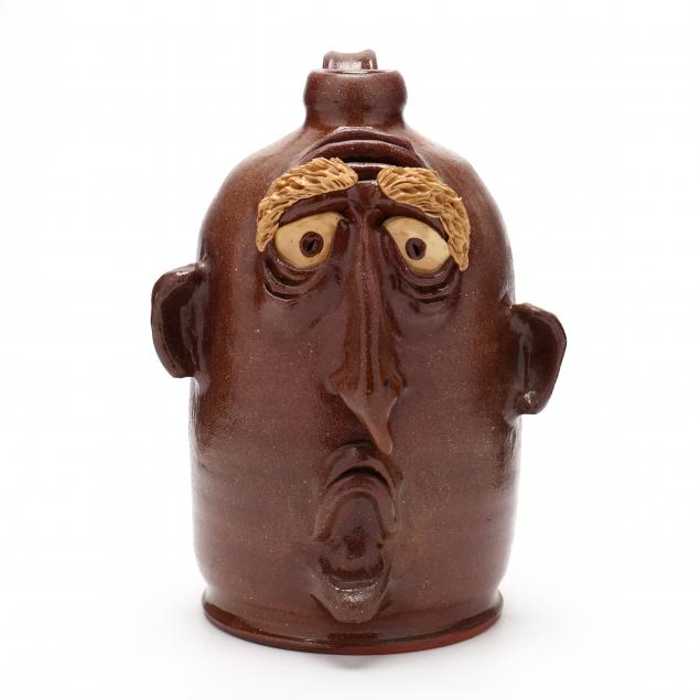 nc-folk-pottery-billy-ray-hussey-sad-face-jug