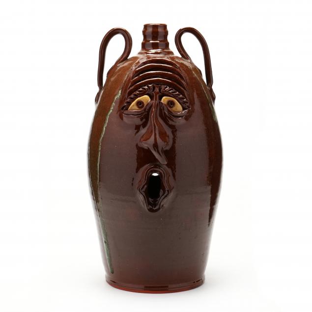 nc-folk-pottery-billy-ray-hussey-tall-double-face-jug
