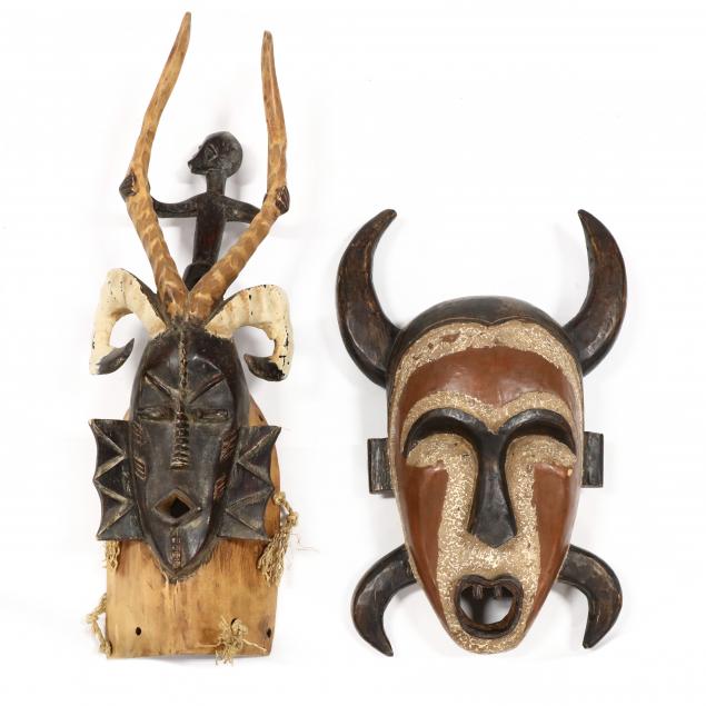 two-contemporary-west-african-horned-masks
