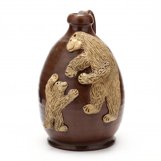 nc-folk-pottery-billy-ray-hussey-bear-decorated-jug