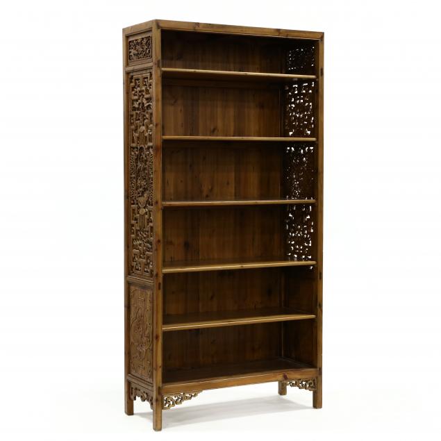 contemporary-chinese-carved-wood-bookshelf