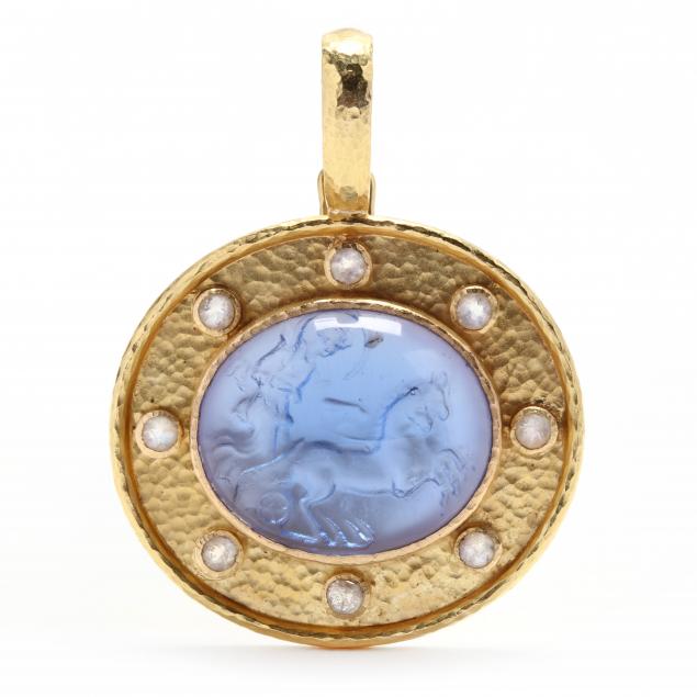 19kt-gold-and-cerulean-blue-venetian-glass-intaglio-pendant-elizabeth-locke