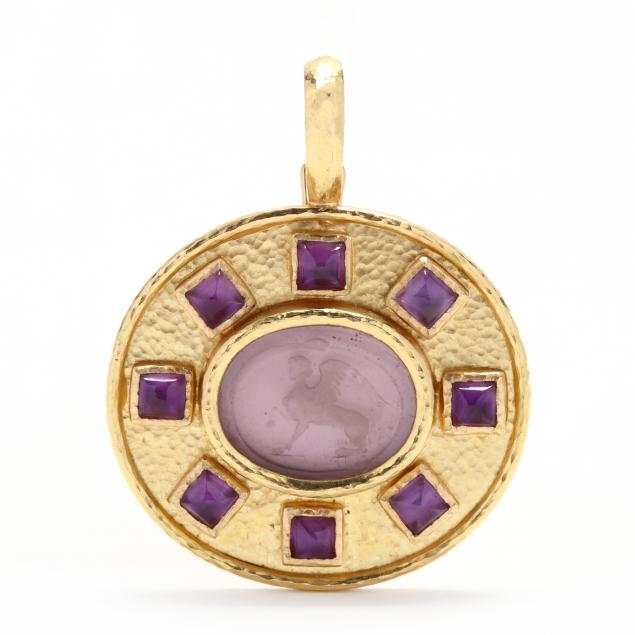 19kt-gold-purple-venetian-glass-and-amethyst-intaglio-pendant-elizabeth-locke