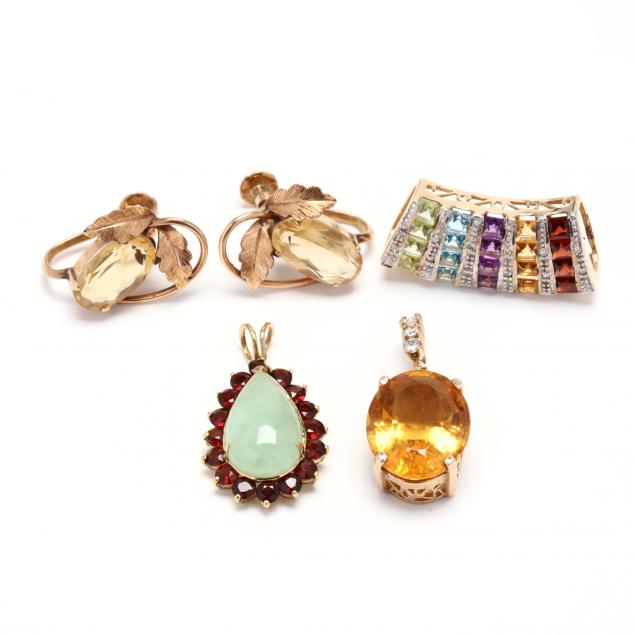 group-of-gold-and-gem-set-jewelry-items