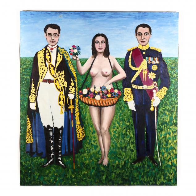 francisco-sainz-american-spanish-1923-1998-i-two-men-in-uniform-with-flower-girl-i