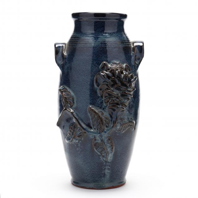 nc-pottery-billy-ray-hussey-blue-vase