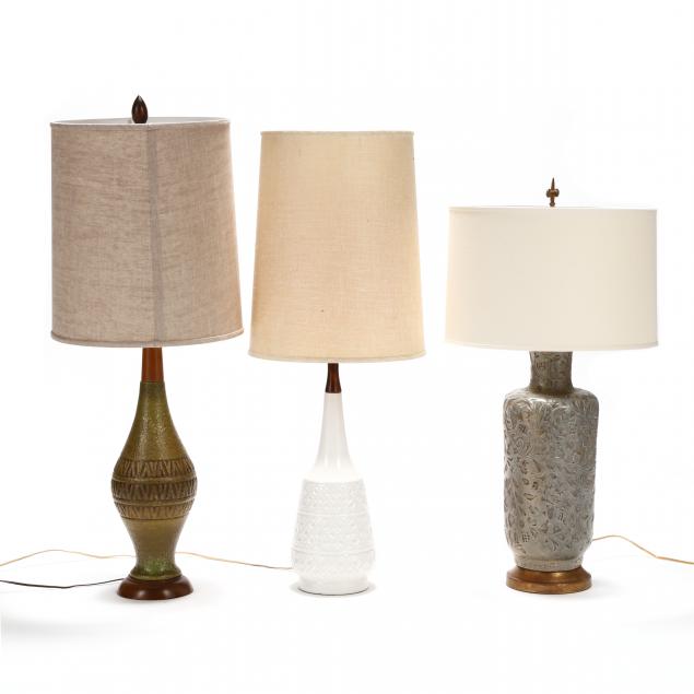 three-mid-century-table-lamps